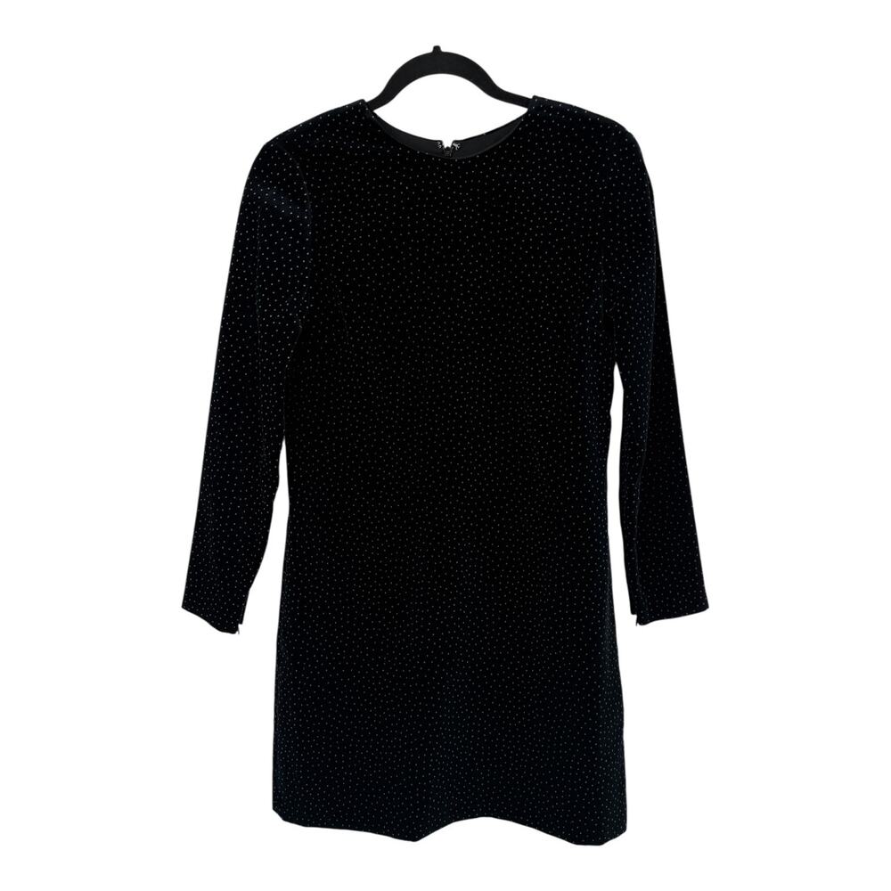 Theory Wynter Dot Long Sleeve Velvet Dress black size 4